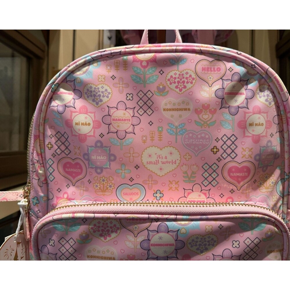NEW DISNEY STONEY CLOVER LANE PINK BACKPACK BAG ITS A SMALL WORLD MINI PARKS - Picture 3 of 3